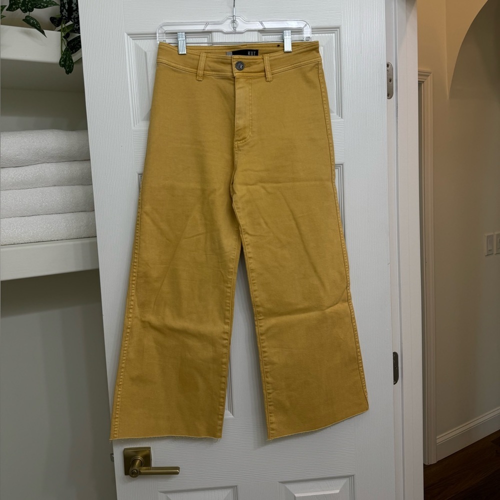 Kut Gwen High Rise Wide Leg Yellow Jeans Size 4 - Picture 4 of 8